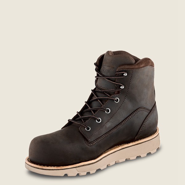 Mens Red Wing Traction Tred Lite - 6-inch Waterproof Toe - Safety Boots Dark Brown - DQS579640